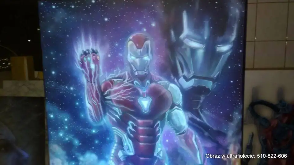 Obraz malowany farbami uv świecacy w ciemności, Iron Man